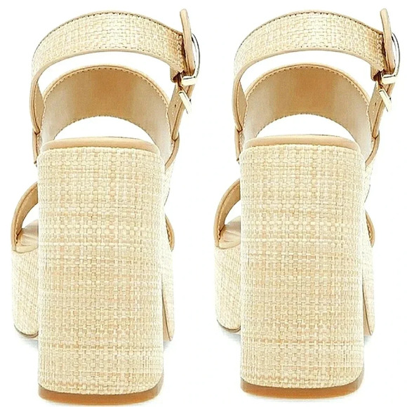 S M Boho Chic Platform 10 Raffia Straw Gypsy Festival Sandals - Picture 5 of 6